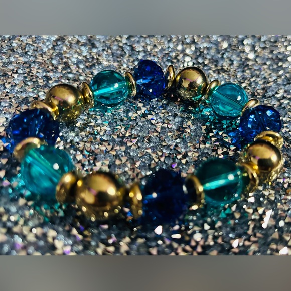 JEWELED STRETCHY BRACELET |
BLUE-TEAL-GOLD | - Picture 3 of 6